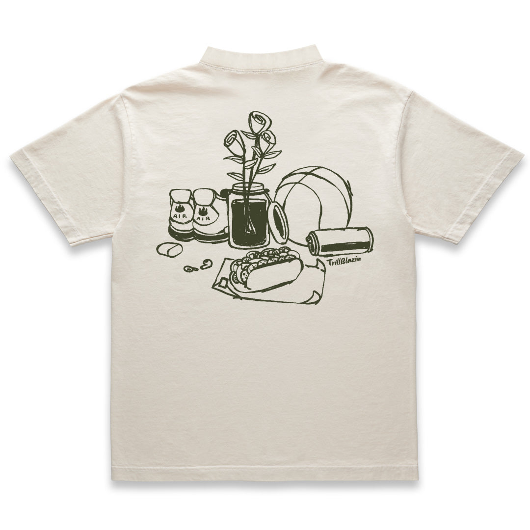 STILL LIFE TEE - NATURAL/OLIVE